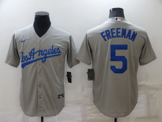 Men's Los Angeles Dodgers Freddie Freeman #5 Gray Replica Baseball Jersey1