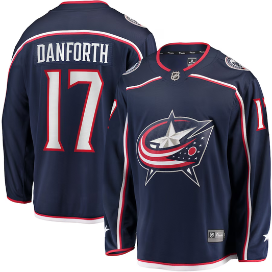 Men's Columbus Blue Jackets Justin Danforth #17 Navy Home Breakaway Player Jersey1