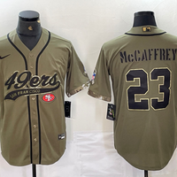 Men's San Francisco 49ers Christian McCaffrey #23 Olive 2022 Salute To Service Jersey1 Joint Edition