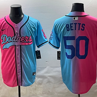 Men's Los Angeles Dodgers Mookie Betts #50 Pink/Blue Player Jersey
