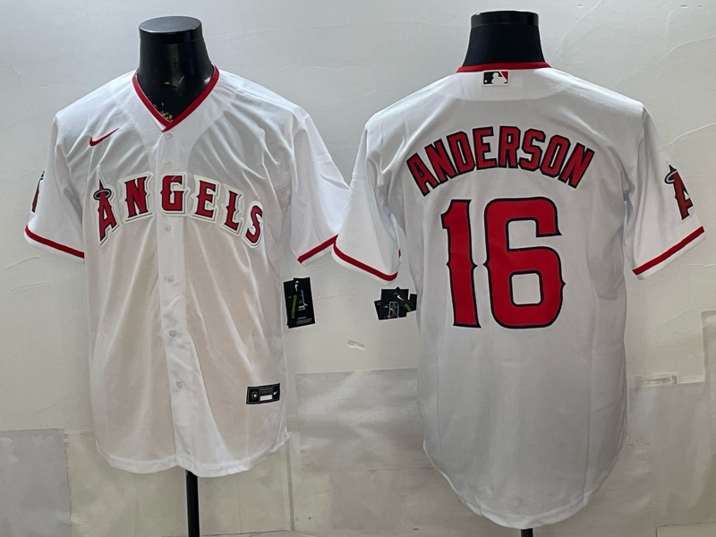 Men's Los Angeles Angels Brett Anderson #16 White Home Replica Jersey