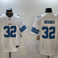 Men's Detroit Lions Brian Branch #32 White Game Jersey1