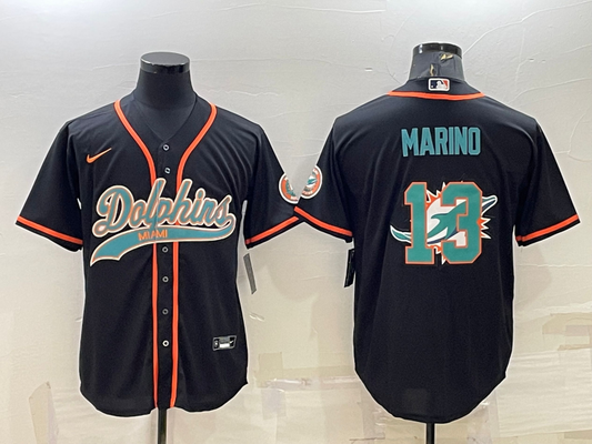 Men's Miami Dolphins Dan Marino #13 Black Player Jersey1 Joint Edition