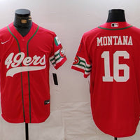 Men's San Francisco 49ers Joe Montana #16 Scarlet Game Player Jersey1