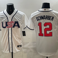 Men's USA Baseball Kyle Schwarber #12 White 2026 World Baseball Classic Stadium Jersey