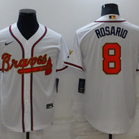 Men's Atlanta Braves Eddie Rosario #8 White Replica Player Jersey1