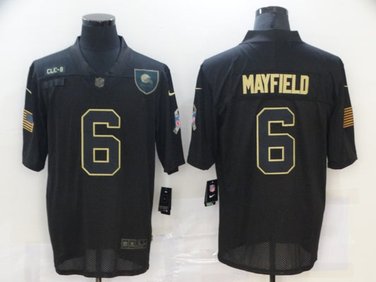 Men's Cleveland Browns Baker Mayfield #6 Black Game Player Jersey1