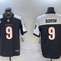 Men's Cincinnati Bengals Joe Burrow #9 Black Player Jersey2
