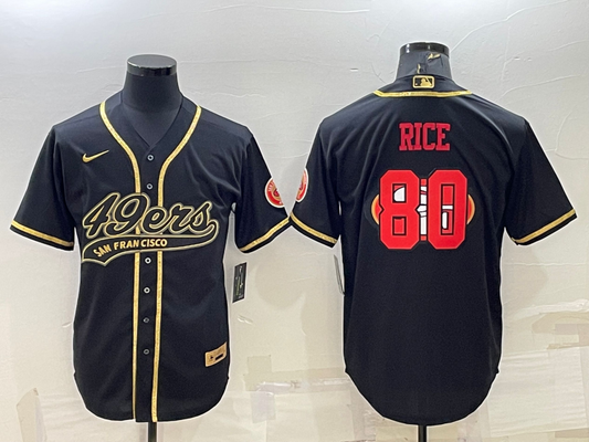 Men's San Francisco 49ers Jerry Rice #80 Black Game Player Jersey1 Joint Edition