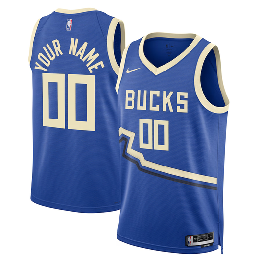 Men's Milwaukee Bucks Royal 2024/25 Custom Swingman Jersey1 - City Edition