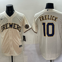 Men's Milwaukee Brewers Sal Frelick #10 Cream Home Replica Player Jersey
