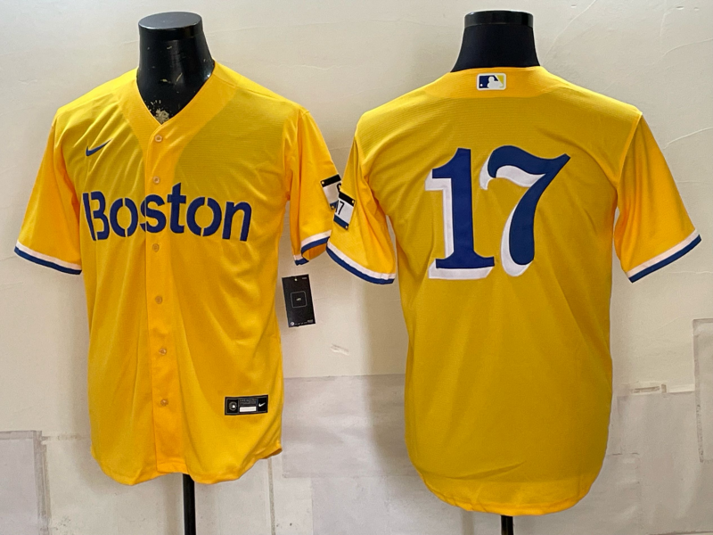Men's Boston Red Sox David Hamilton #17 Gold City Connect Limited Jersey