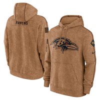 Men's Baltimore Ravens Brown 2023 Salute To Service Club Pullover Hoodie1
