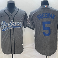 Men's Los Angeles Dodgers Freddie Freeman #5 Gray Game Jersey1 Joint Edition