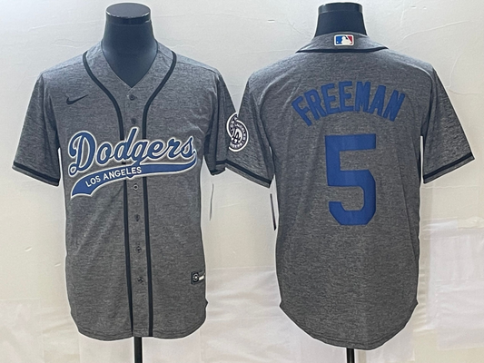 Men's Los Angeles Dodgers Freddie Freeman #5 Gray Game Jersey1 Joint Edition