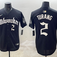 Men's Milwaukee Brewers Brice Turang #2 Black Replica Team Jersey