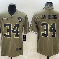 Men's Las Vegas Raiders Bo Jackson #34 Olive 2022 Salute To Service Limited Jersey1