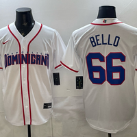 Men's Dominican Republic Baseball Brayan Bello #66 White 2026 World Baseball Classic Stadium Jersey