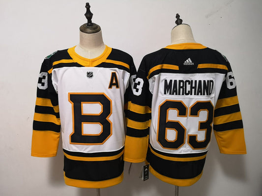 Men's Boston Bruins Brad Marchand #63 White Game Jersey1