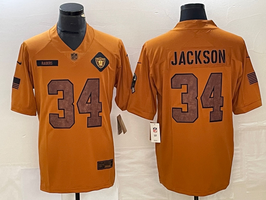 Men's Las Vegas Raiders Bo Jackson #34 Brown 2023 Salute To Service Retired Player Limited Jersey1