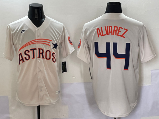 Men's Houston Astros Yordan Alvarez #44 Cream Player Jersey1