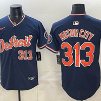 Men's Detroit Tigers Motor City #313 Navy Alternate Stadium Jersey