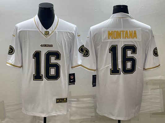 Men's San Francisco 49ers Joe Montana #16 White Player Jersey1