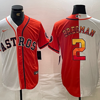 Men's Houston Astros Alex Bregman #2 White/Orange Replica Player Jersey1