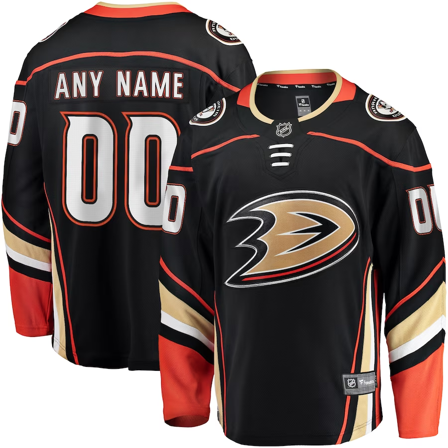 Men's Anaheim Ducks Black Home Breakaway Custom Jersey1