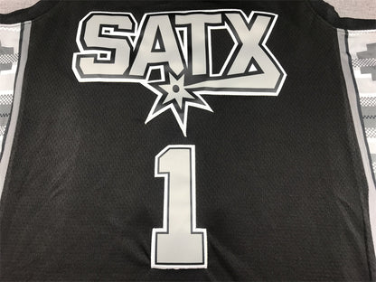 Men's San Antonio Spurs Victor Wembanyama #1 Black 2022/23 Swingman Jersey1 - Statement Edition