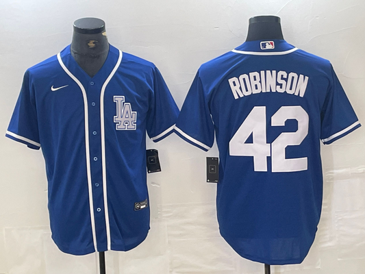 Men's Los Angeles Dodgers Jackie Robinson #42 Blue Limited Player Jersey1