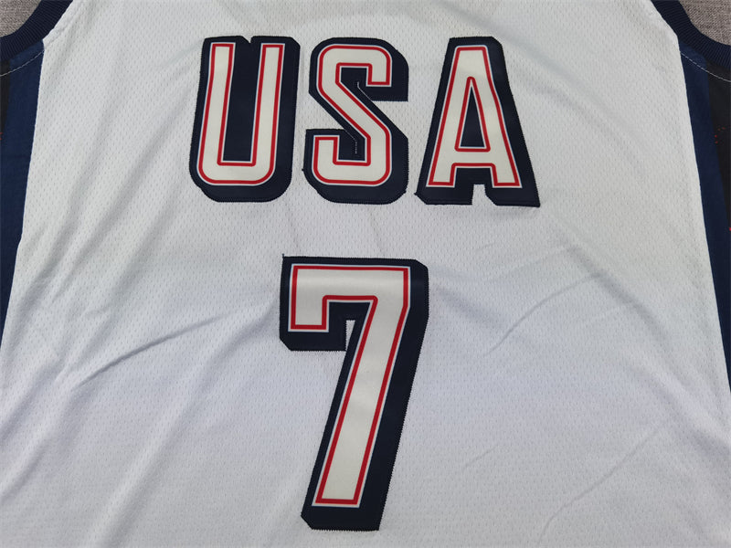 Men's 2024 USA Dream Team Kevin Durant #7 White Authentic Player Jersey