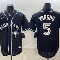 Men's Toronto Blue Jays Daulton Varsho #5 Fashion Replica Black Out Jersey