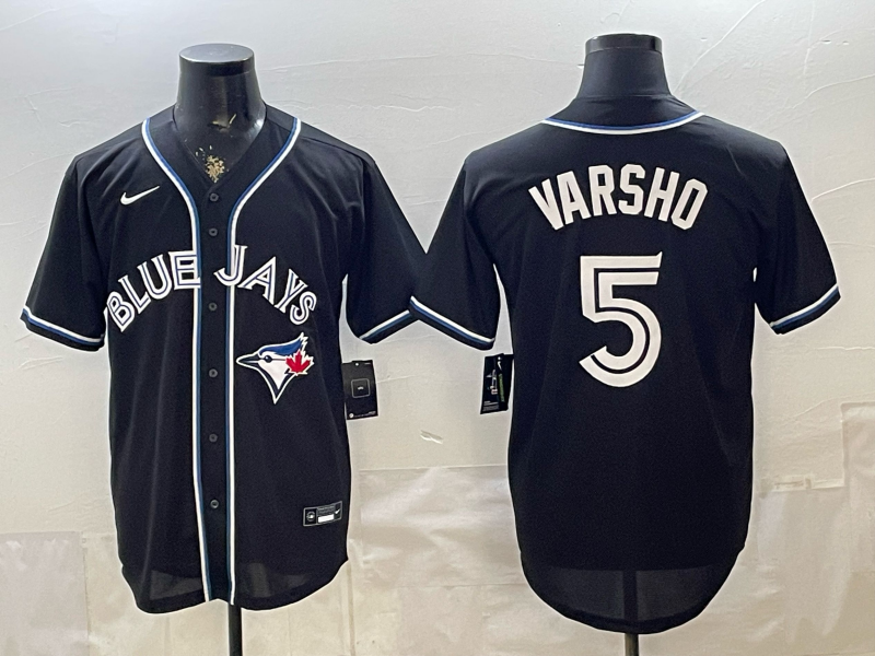 Men's Toronto Blue Jays Daulton Varsho #5 Fashion Replica Black Out Jersey