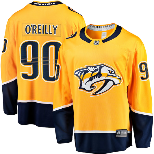 Men's Nashville Predators Ryan O'Reilly #90 Gold Home Premier Breakaway Player Jersey1