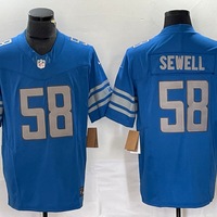 Penei Sewell #58 Detroit Lions Blue Game Jersey - JerseysFreak