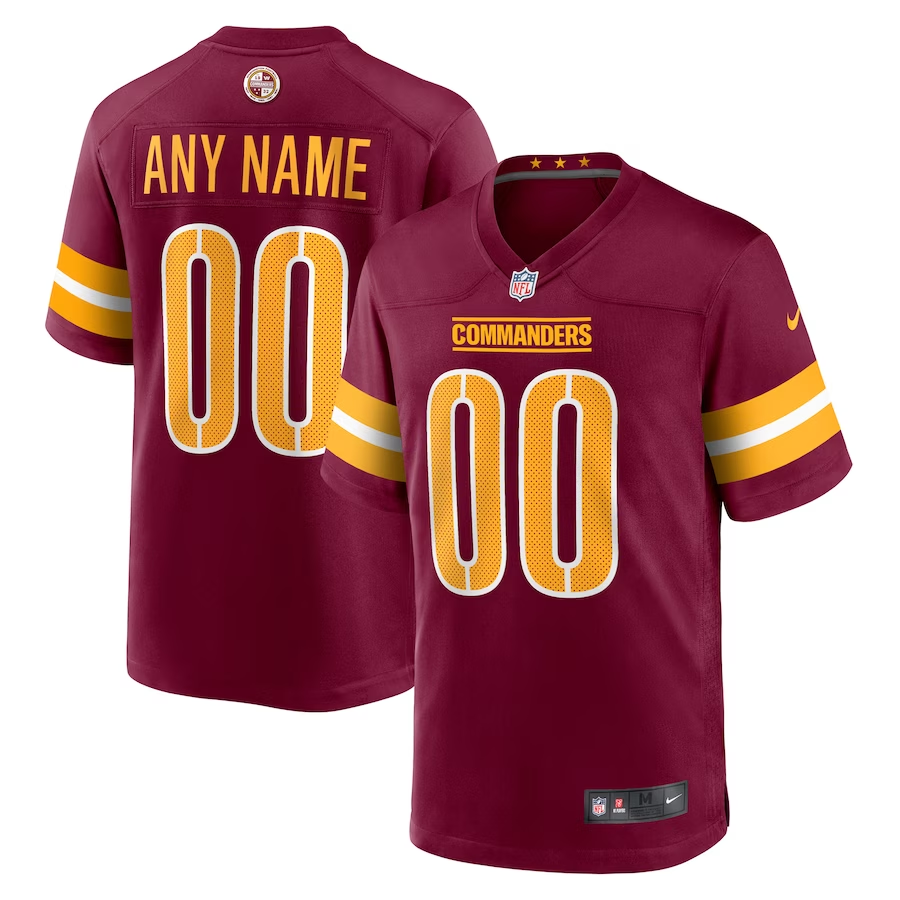 Washington Commanders Burgundy Custom Jersey