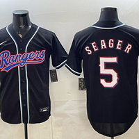 Men's Texas Rangers Corey Seager #5 Fashion Replica Black Out Jersey