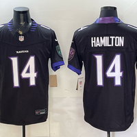 Men's Baltimore Ravens Kyle Hamilton #14 Black Vapor F.U.S.E. Stitched Limited Jersey