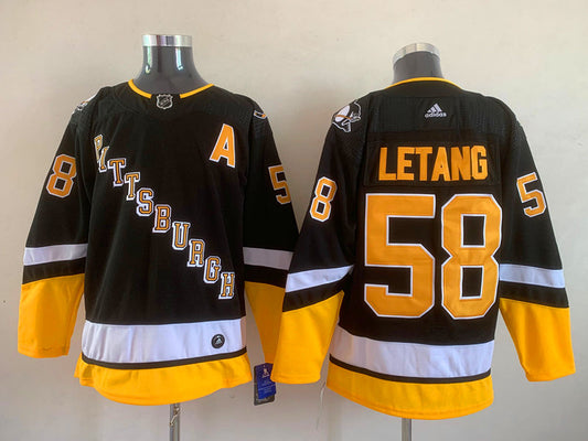 Men's Pittsburgh Penguins Kris Letang #58 Black Player Game Jersey1