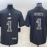 Men's Philadelphia Eagles Jalen Hurts #1 Black RFLCTV Limited Jersey1