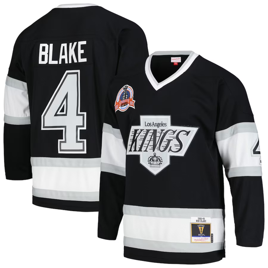 Men's Los Angeles Kings Rob Blake Mitchell #4 Ness Black 1992/93 Blue Line Player Jersey1