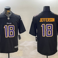 Men's Minnesota Vikings Justin Jefferson #18 Black Fashion Game Jersey1