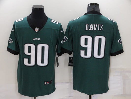 Men's Philadelphia Eagles Jordan Davis #90 Midnight Green Game Jersey1