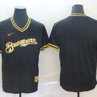 Men's Milwaukee Brewers Black Replica Blank Jersey1
