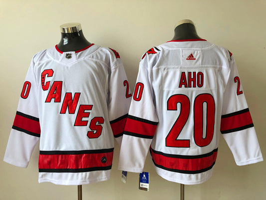 Men's Carolina Hurricanes Sebastian Aho #20 White Home Breakaway Player Jersey1