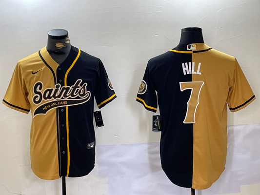 Men's New Orleans Saints Taysom Hill #7 Yllow/Black Player Jersey1