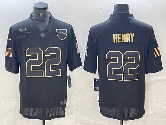 Men's Baltimore Ravens Derrick Henry #22 Black Player Jersey1