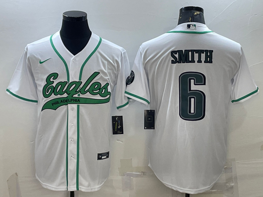 Men's Philadelphia Eagles DeVonta Smith #6 White Game Jersey1 Joint Edition