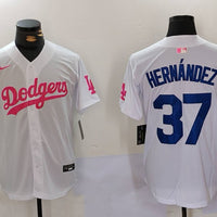 Men's Los Angeles Dodgers Teoscar Hernandez #37 White Limited Player Jersey1